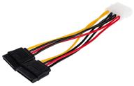 переходник/адаптер atcom molex 4pin - 2xsata 15 pin (at8605), черный логотип