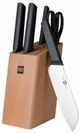 xiaomi fire kitchen set, 4 knives, scissors and stand logo