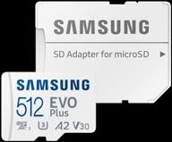 microsdxc 512gb samsung class 10 evo plus u3 (r/w 130 mb/s) sd adapter логотип