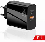 network charger gan-charger a502 (1x usb 1x type-c) quick charger 3.0, 65w, 6.6a, black logo