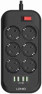 ldnio se6403 net filter: 6 sockets, 2m cable, surge protection, 10a / 2500w, black logo
