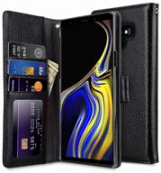 melkco leather case for samsung galaxy note 9 - wallet book id slot type, black logo