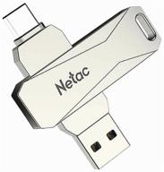 flash drive netac u782с 128 gb light silver logo