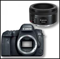 фотоаппарат canon eos 6d mark ii kit ef 50mm f/1.8 stm, черный логотип