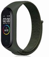 🌿 nylon strap for xiaomi mi band 3/4/5/6/7 fitness bracelet - dark green (khaki) logo