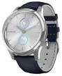 garmin vivomove luxe leather watch, dark blue/silver logo