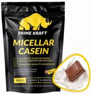 maximize muscle gains with protein prime kraft micellar casein, 900 gr., milk chocolate logo