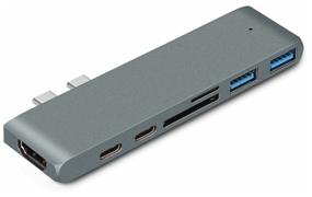 img 4 attached to USB-hub (adapter, adapter) Aluminum Type-C 7 in 1 (Gray) for MacBook 13