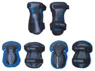 protection kit, wrist protection, knee protection, elbow protection globber junior protective set, river. 2xs blue logo