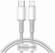 accessory baseus high density braided usb type-c - lightning 20w 2m white catlgd-a02 логотип