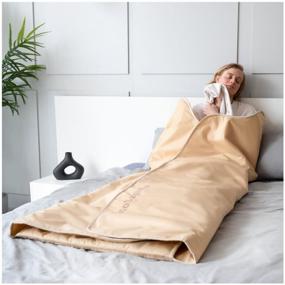 img 4 attached to Infrasauna infrared heating wrapping blanket, home sauna, beauty thermal blanket 220*180, 9 modes, 2 independent heating zones, beige