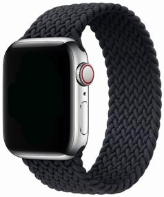 img 3 attached to Elastic Nylon Band for Apple Watch 38mm/40mm (Apple Watch) / Fabric Woven Mono Bracelet Size L (145mm), Black