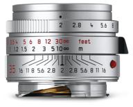 lens leica camera summicron-m 35mm f/2 aspherical, silver логотип