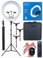 54 cm led soft ring light light rl-21 ring selfie lamp with remote control, carrying bag and tripod logo