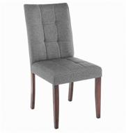 🪑 woodville madina chair: solid wood with grey fabric - dark walnut finish logo