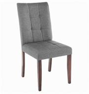 🪑 woodville madina chair: solid wood with grey fabric - dark walnut finish логотип