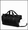 unisex travel duffel bag for travel and sports. men's women's training with a compartment for shoes and wet things logo