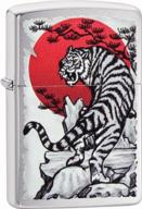 зажигалка zippo asian tiger с покрытием brushed chrome, 29889 бензиновая логотип