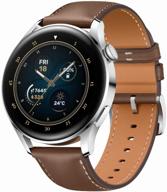 smart watch huawei watch 3 classic wi-fi nfc, silver/brown leather logo