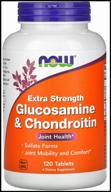препарат для укрепления связок и суставов now extra strength glucosamine & chondroitin, 120 шт., 120 шт. логотип