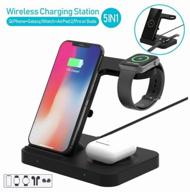 wireless charging station 5 in 1 iforce 1010 (iphone apple watch usb airpods iphone samsung galaxy watch(gear)), black logo