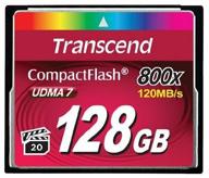 transcend compact flash memory card 128 gb, r/w 120/60 mb/s logo