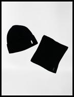 winter hat and snood set for men logo
