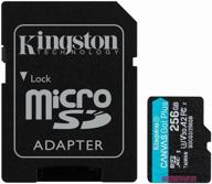 memory card kingston microsdxc 256 gb class 10, v30, a2, uhs-i u3, r/w 170/90 mb/s, adapter to sd логотип