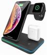 3 in 1 wireless charging dock for portable charging of phones, smart watches and headphones (black) logo