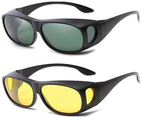 img 4 attached to Driving glasses HD Night Vision 2 pcs / sunglasses