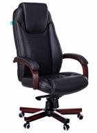 computer chair bureaucrat t-9923walnut for executive, upholstery: genuine leather, color: black logo
