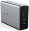 wall charger satechi 100w usb-c pd compact gan charger, 100w, space gray logo