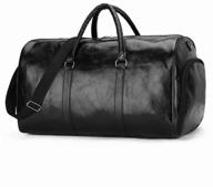 travel bag vintage bags (black) leather women's men's sports shoulder bag for fitness carry-on eco-leather logo
