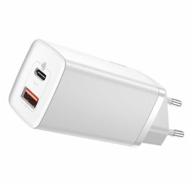 baseus gan2 lite fast pps 65w wall charger: fast charging for phone, tablet, laptop - pd qc 3.0 usb, usb type-c логотип