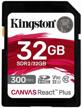 💾 kingston canvas react plus 32 gb sdhc memory card - class 10, v90, uhs-ii u3, r/w speeds up to 300/260 mb/s logo