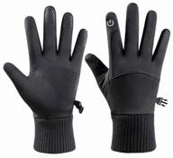 winter warm fleece gloves - anti-slip, windproof, waterproof, touch screen - black логотип