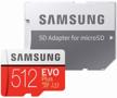 memory card samsung microsdxc 512 gb class 10, uhs-i u3, r/w 100/90 mb/s, adapter to sd logo