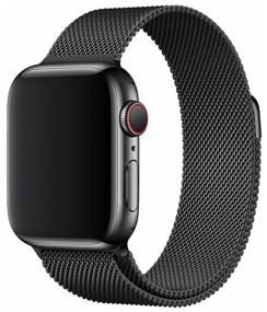 img 4 attached to Metal strap for Apple Watch series 1, 2 ,3, 4, 5, 6 and SE 42 mm and 44 mm / Milanese loop strap for smart smart watches Apple Watch series 1-6 and CE 42 mm and 44 mm (Black)