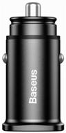 car charger baseus dual qc3.0 30w max car charger, black logo