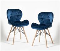 set of 2 kitchen chairs sc-026 blue velveteen (g062-49) logo