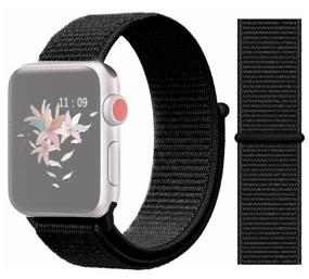 img 3 attached to InnoZone Nylon Strap for Apple Watch 1-6/SE 42/44mm - Black (APWTNY42-26)
