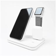 charging station wireless 3 in 1: iphone, apple watch, airpods, 15w (white) logo