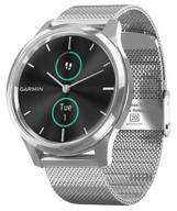 garmin vivomove luxe smart watch with milanese bracelet, silver logo