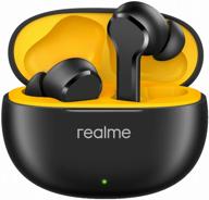 realme buds t100 wireless headphones, black logo