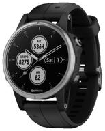 garmin fenix 5s plus wi-fi nfc smart watch, silver/black logo