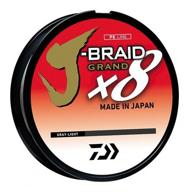 braided cord daiwa j-braid grand x8 d=0.24 mm, 135 m, 22 kg, light grey, 1 pc. logo