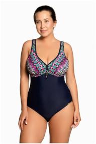 img 4 attached to Women's one-piece swimsuit LS 99-471, blue purple turquoise, size 50