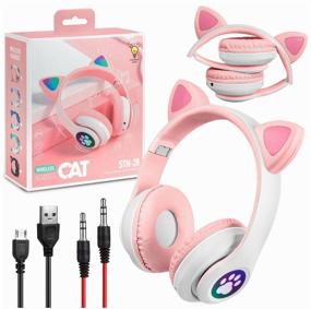 img 4 attached to 🎧 Wireless CAT Bluetooth Headphones: Glow Ears for Kids and Adults