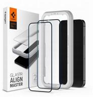 spigen glastr alignmaster 2 pack for iphone 12 pro max (agl01792, original, black) logo