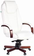 computer chair bureaucrat t-9923walnut for executive, upholstery: genuine leather, color: ivory logo